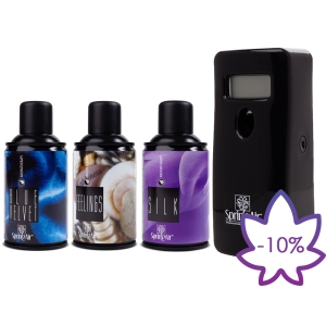 ZESTAW startowy Spring Air - dozownik Spring Air Mini czarny i 3 wkłady zapachowe